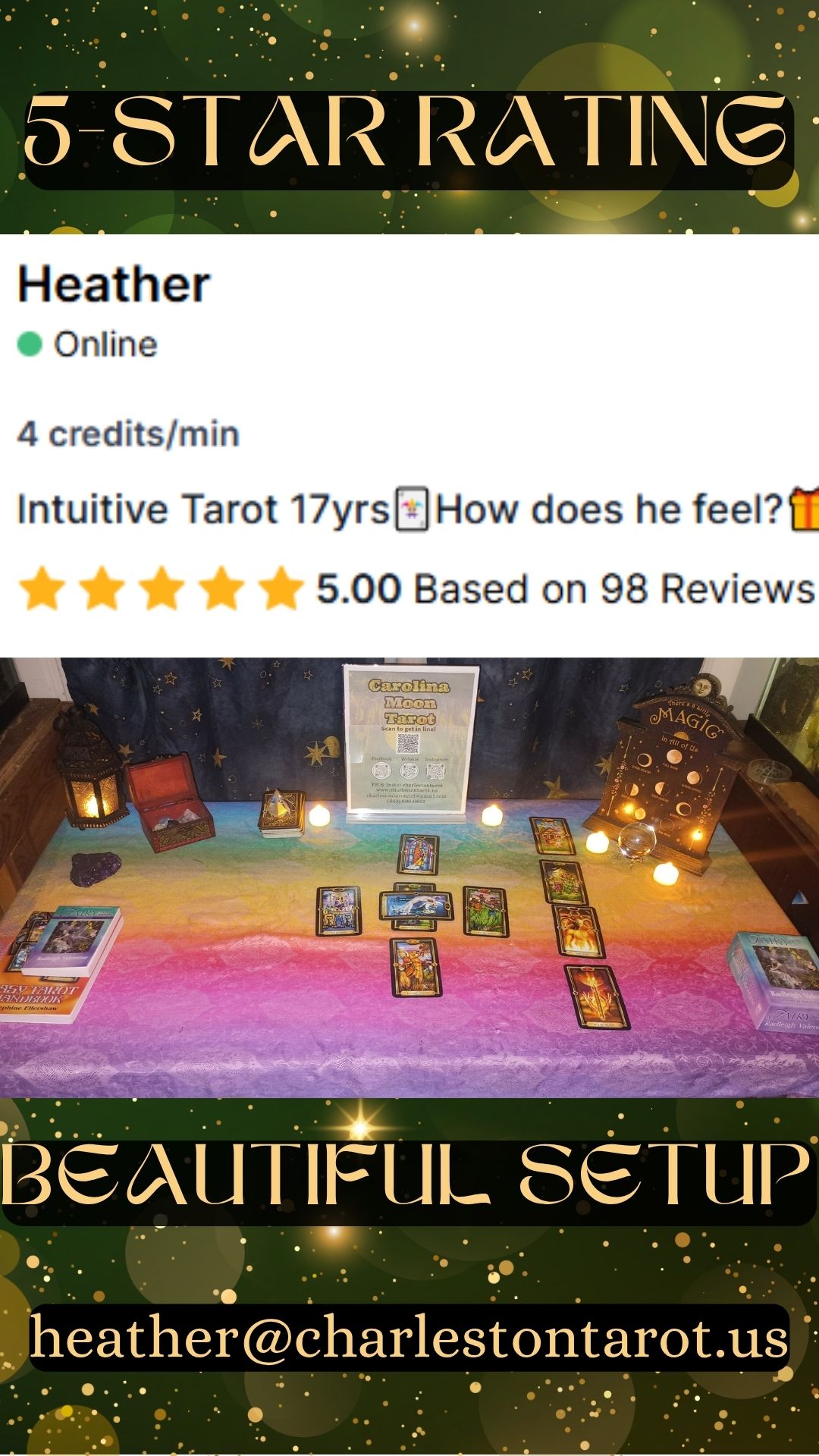 Charleston Holiday Event and Party Entertainment with Carolina Moon Tarot, Lowcountry SC Tarot Reader for Thanksgiving Gathering, Christmas Parties and New Year's Celebrations