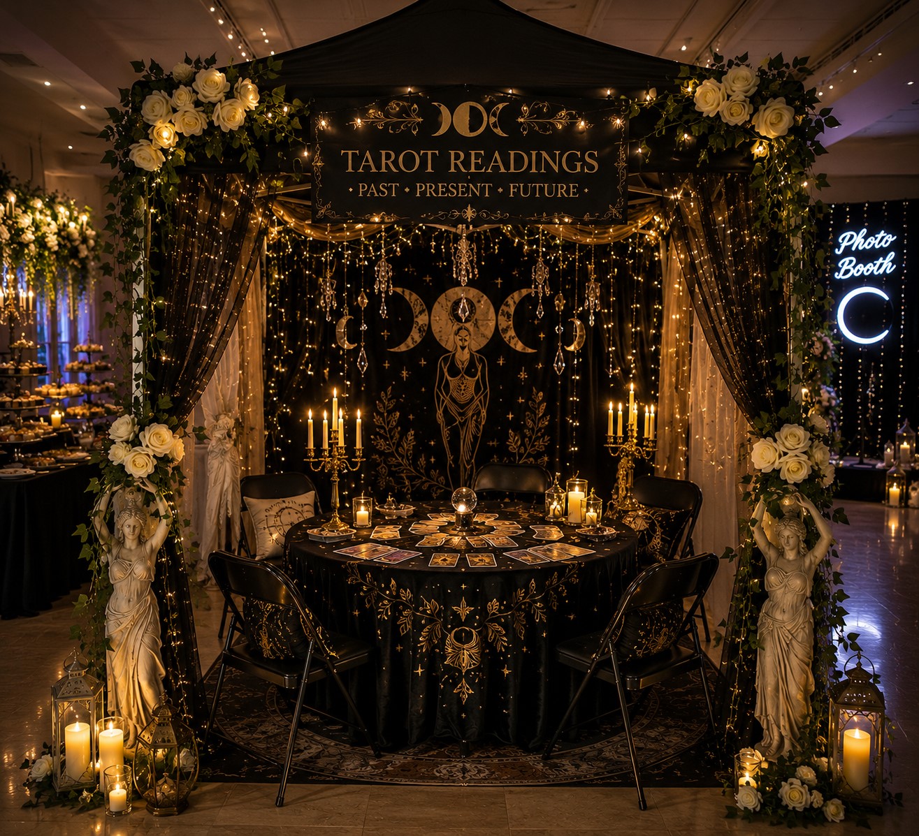 Daniel Island, Mount Pleasant, and James Island outdoor tarot reader booth for corporate events, weddings, private parties in the South Carolina Lowcountry